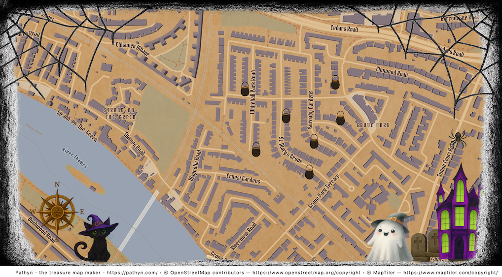 Halloween map route or landmarks