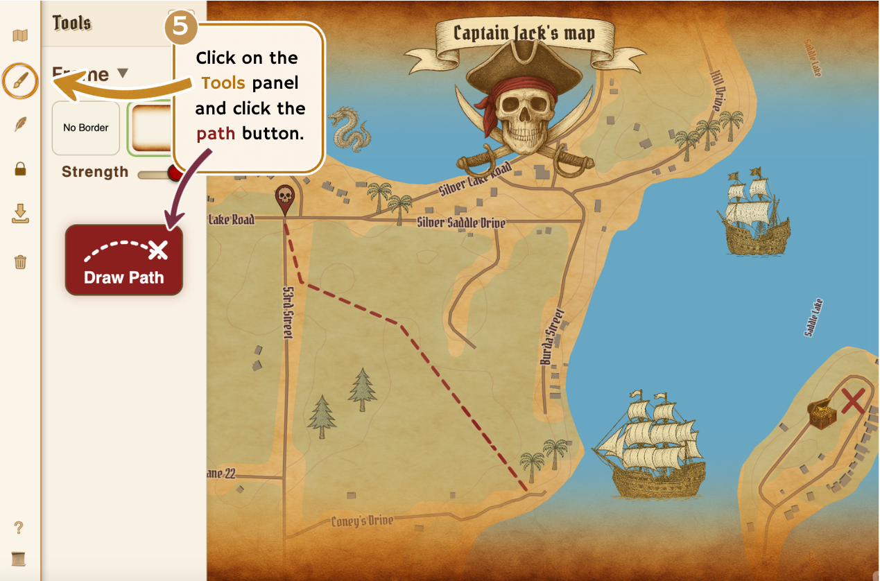 Draw treasure path