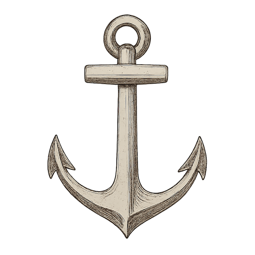 Classic pirate ship anchor icon for nautical treasure maps