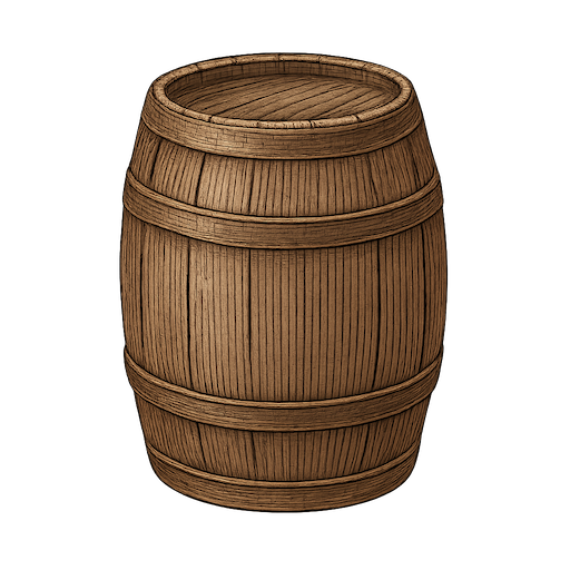 Wooden barrel icon representing cargo or rum on pirate map