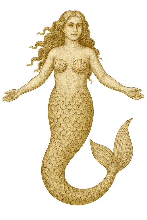 Mermaid icon for fantasy or mythical elements on a treasure map