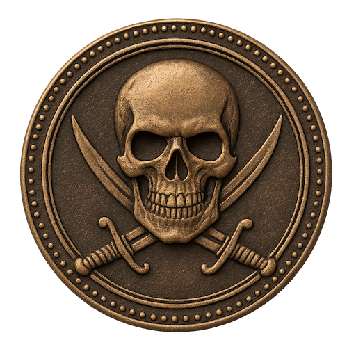 Bronze pirate coin icon for treasure or loot markers
