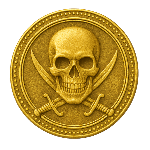Gold pirate coin icon for treasure or loot markers