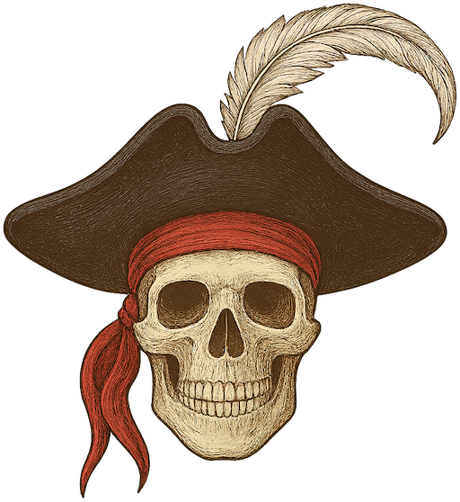 Pirate skull icon for a treasure map