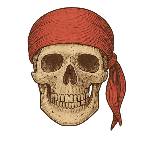 Pirate skull icon for a treasure map