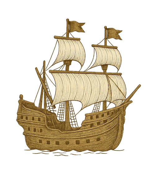 Vintage pirate ship for a treasure map maker